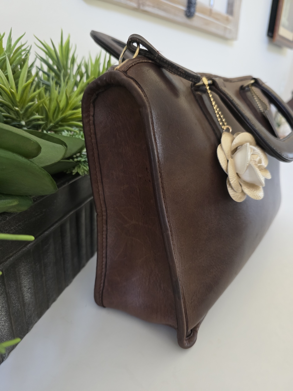 Vintage Coach Slim Satchel NYC Mahogany Glove Tanned Leather Top Handle Brief - Picture 5 of 16